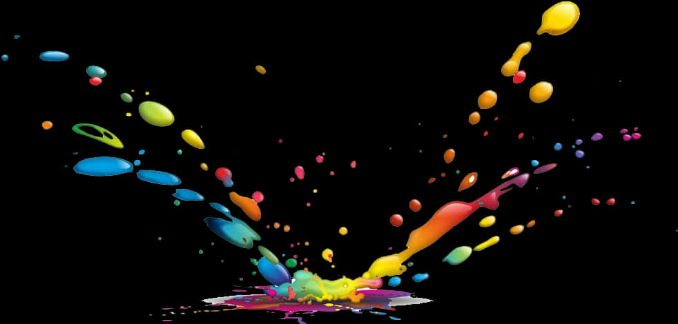 A Colorful Paint Splattered On A Black Background