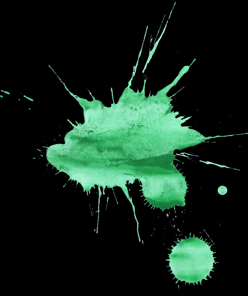 A Green Paint Splatter On A Black Background