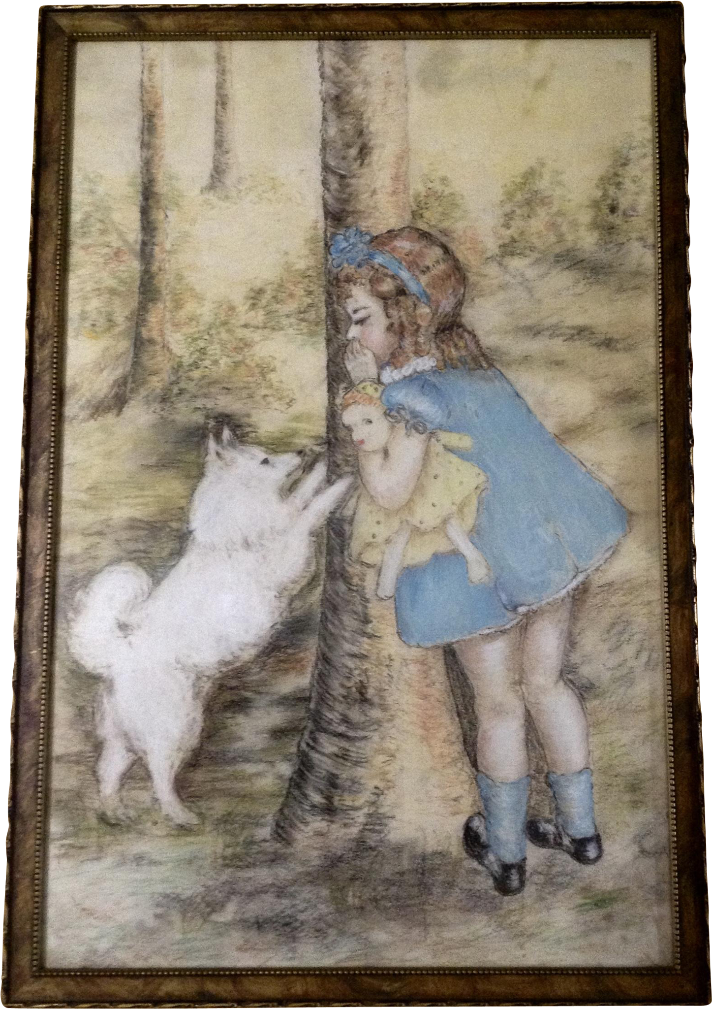 A Painting Of A Girl And A Dog