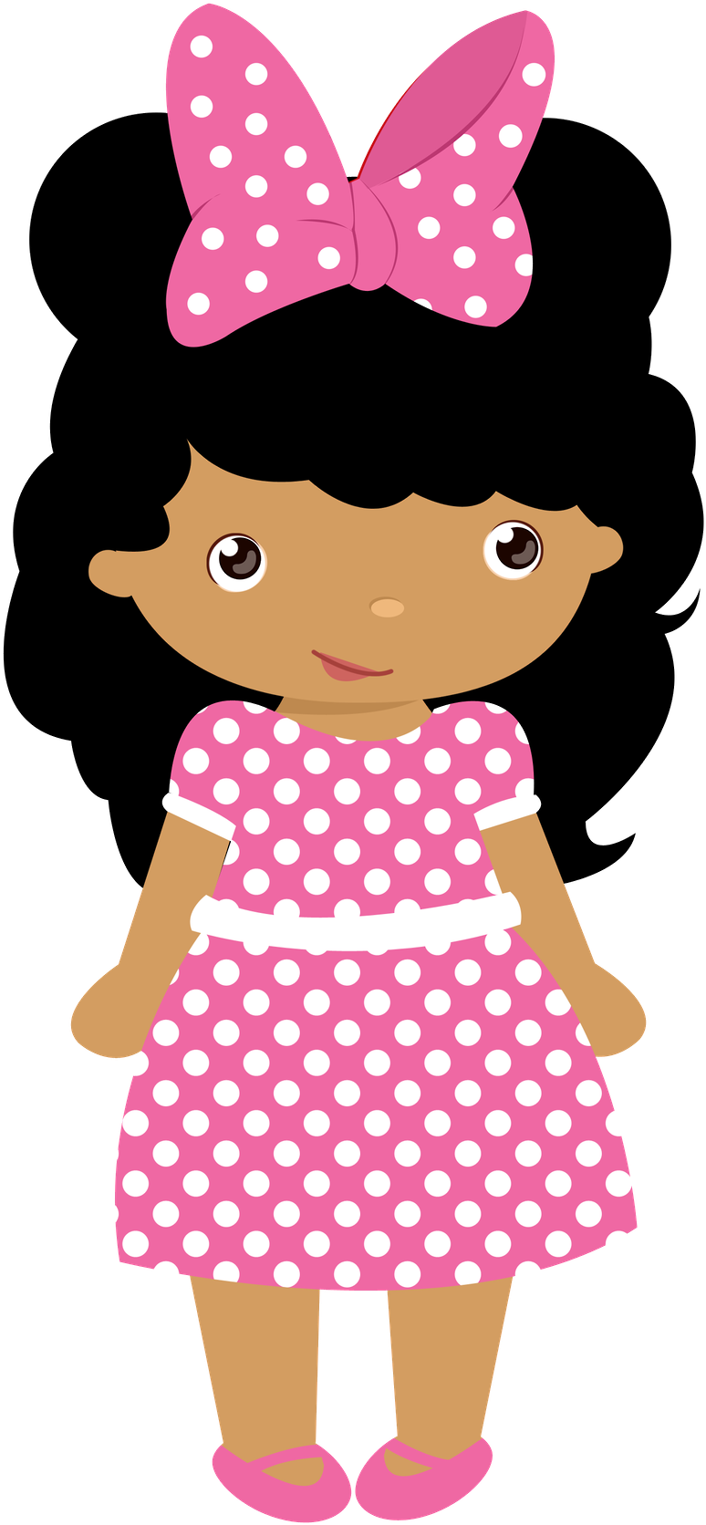 A Cartoon Of A Girl In A Pink Dress