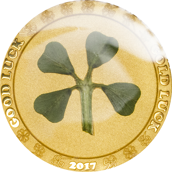 A Gold Coin With A Four Leaf Clover