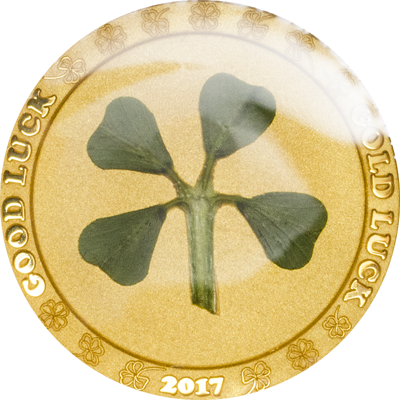 A Gold Coin With A Four Leaf Clover