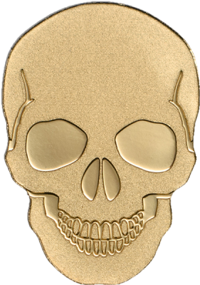 A Gold Skull With A Black Background