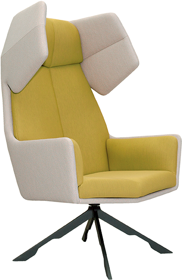 A White And Yellow Chair With A Black Background