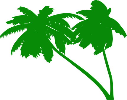 A Green Palm Trees On A Black Background