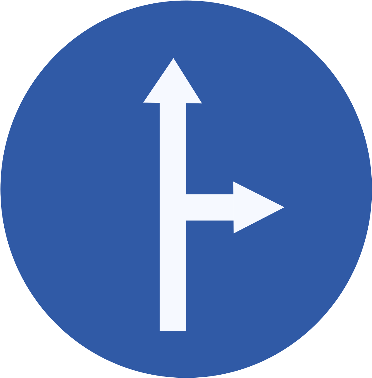 A Blue Circle With White Arrows Pointing To Two Sides