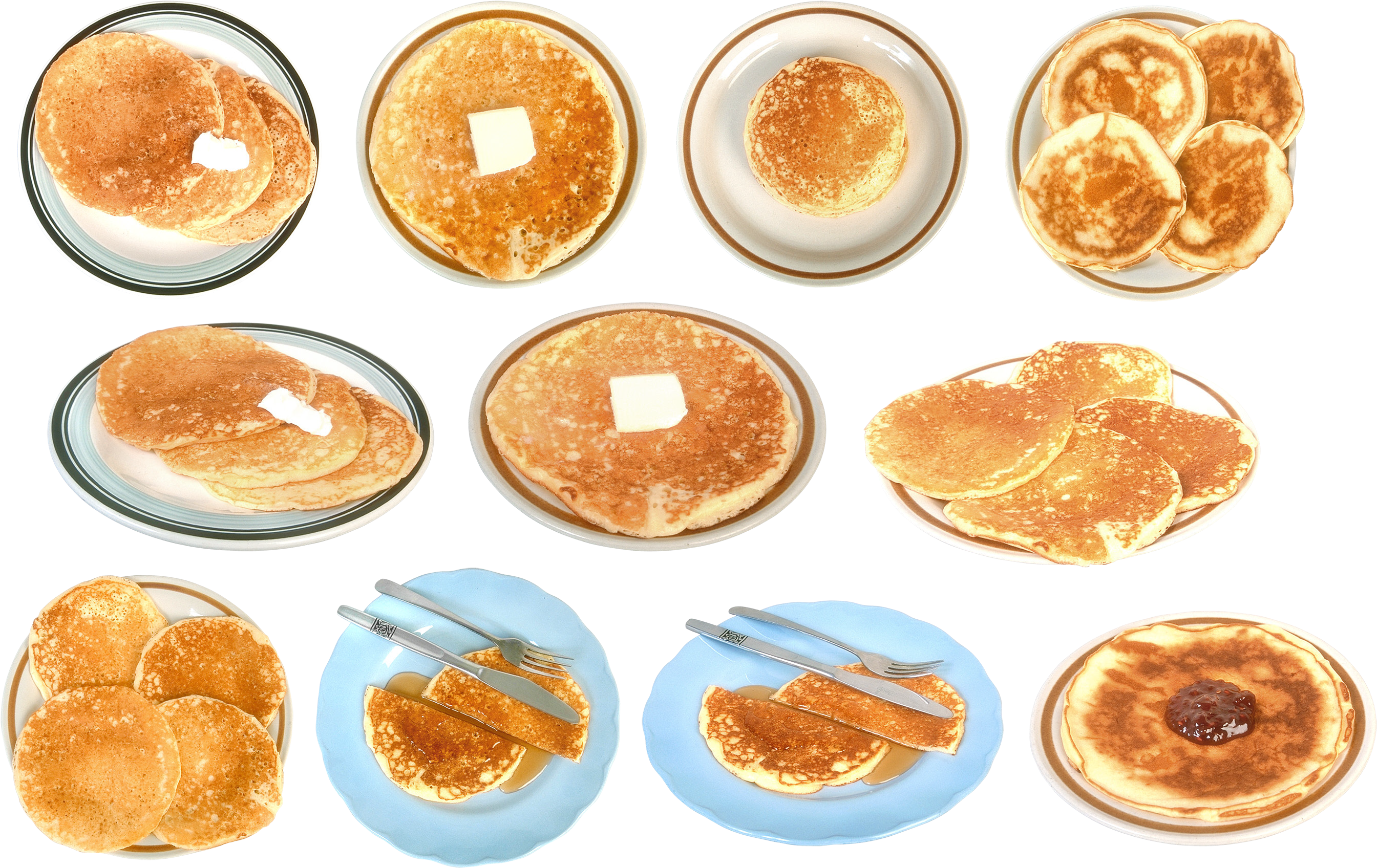 A Collage Of Pancakes With Butter On Plates
