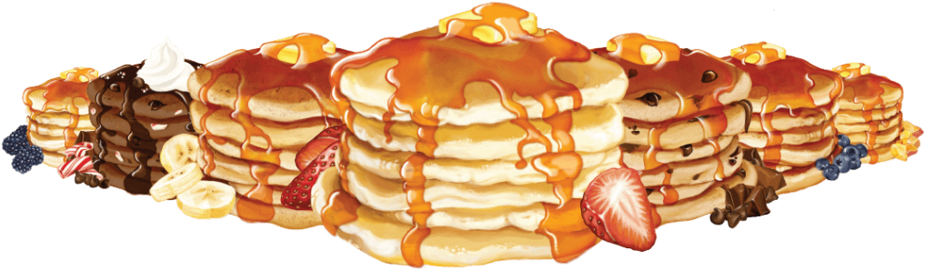 A Stack Of Pancakes With Syrup And Strawberries
