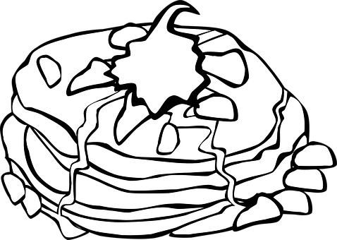 A Black And White Drawing Of A Stack Of Pancakes