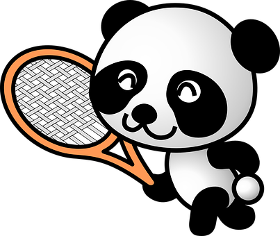 A Panda Holding A Tennis Racket
