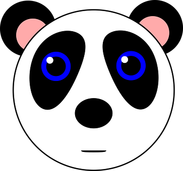 A Panda Face With Blue Eyes