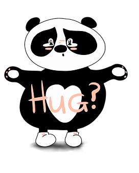 A Cartoon Panda Bear With A Hug