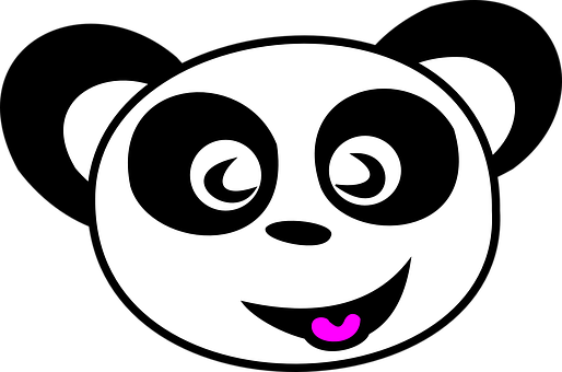 A Cartoon Panda Face With Tongue Out
