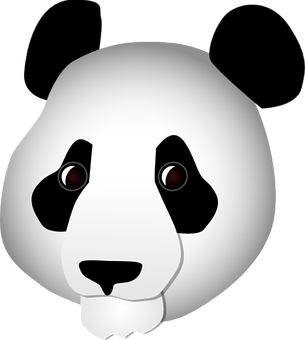 A Panda Face With Black And White Face
