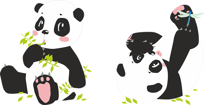 A Pandas With Plants On Their Back