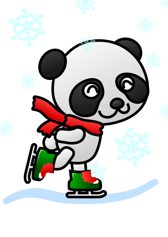 A Cartoon Panda Ice Skating