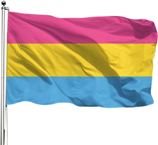A Flag With A Pink Yellow And Blue Stripe