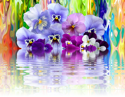 A Group Of Flowers In Water