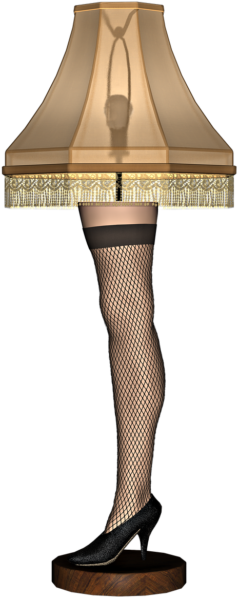 A Leg With Fishnet Stockings And A Lamp Shade