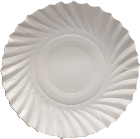 A White Paper Plate With A Swirl Pattern