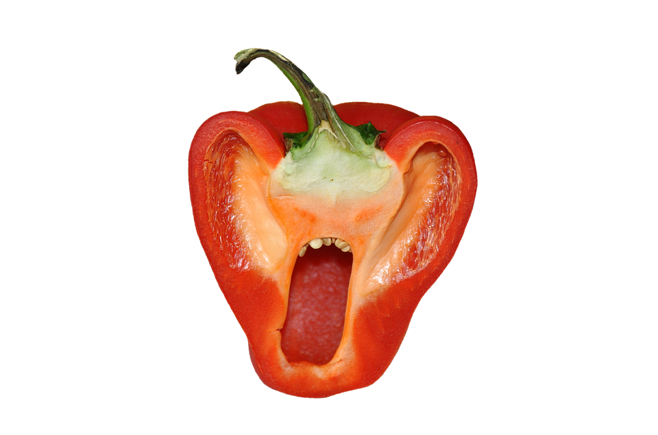 A Red Pepper With A Mouth Open