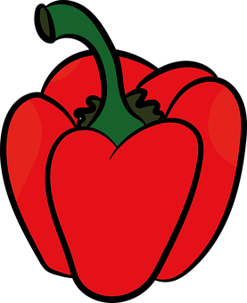 A Red Pepper With Green Stem