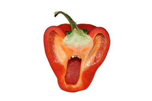 A Red Pepper With A Mouth Open