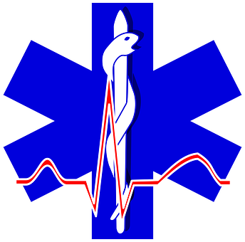 A Blue Star Of Life With A Snake And A Line Of Pulse
