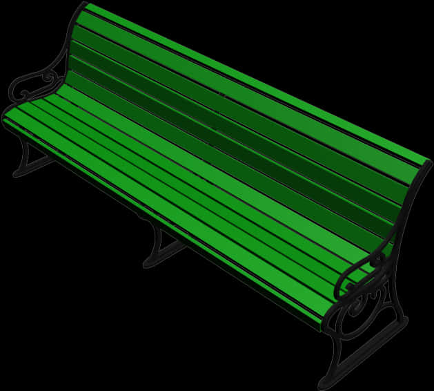 A Green Bench With Black Legs