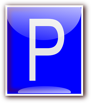 A Blue Sign With A White Letter P