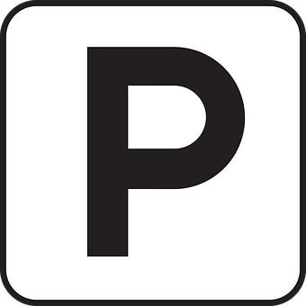 A Black And White Sign With A Letter P