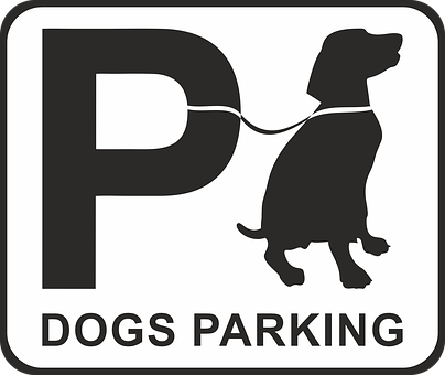 A Sign With A Dog On A Leash