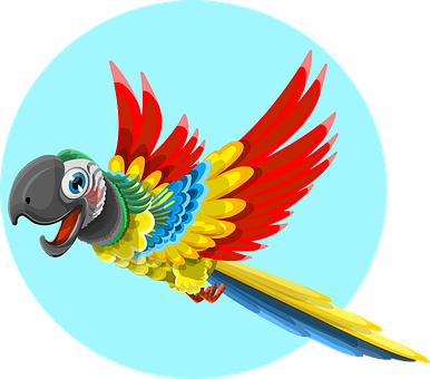 A Cartoon Parrot Flying In The Sky