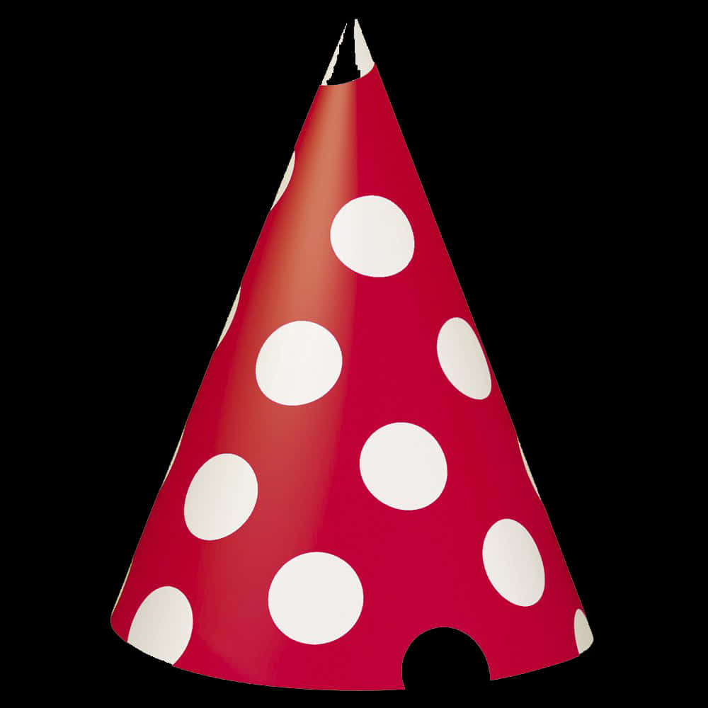 A Red And White Polka Dot Cone Hat