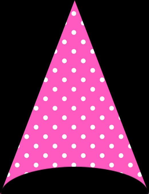 A Pink And White Polka Dot Cone Hat