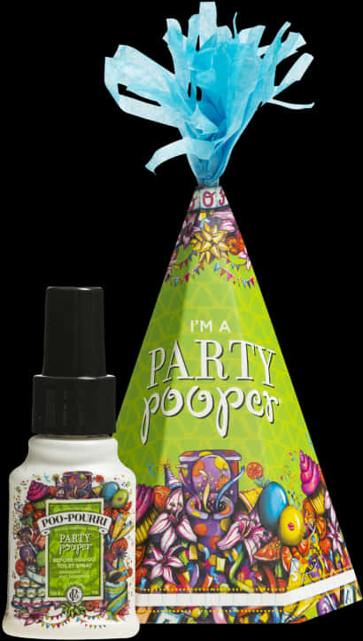 A Bottle Of Liquid Next To A Party Hat