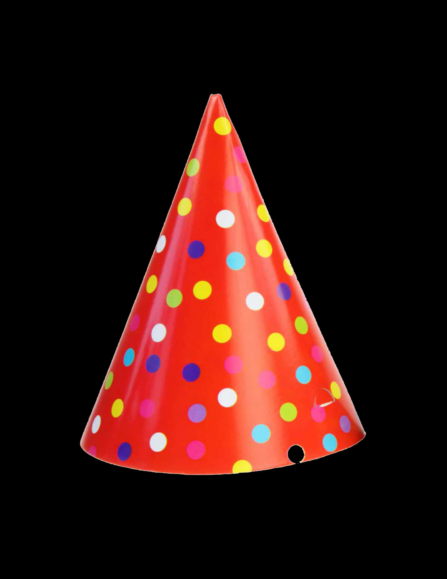 A Red Cone With Colorful Polka Dots