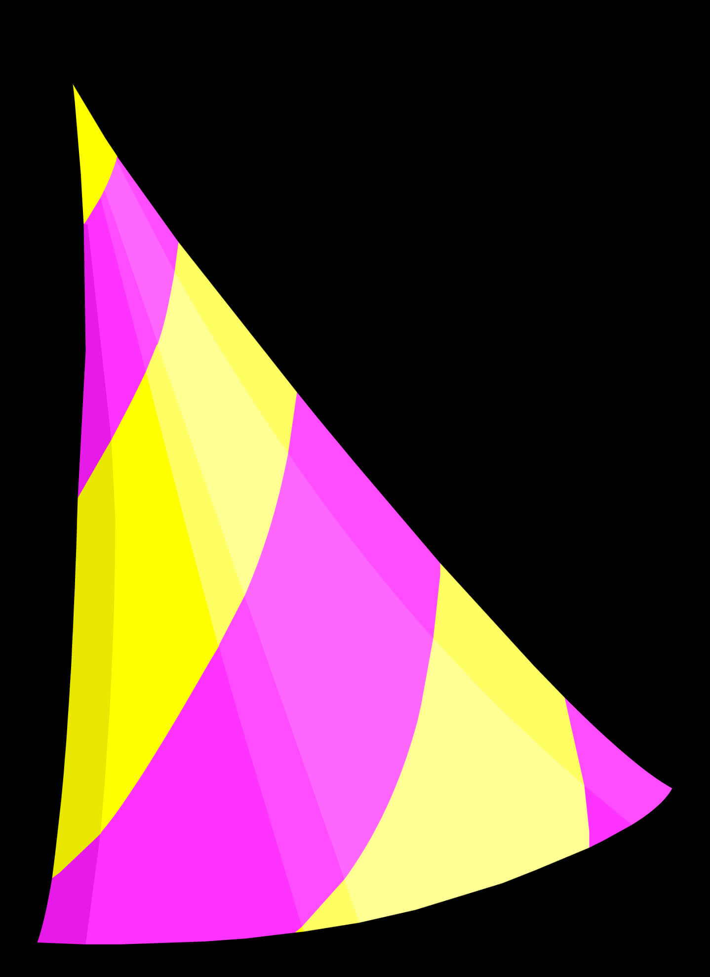 A Yellow And Pink Striped Cone Hat