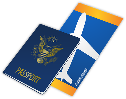 A Passport And Ticket With An Airplane Design