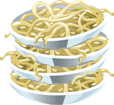 A Stack Of Bowls Of Noodles