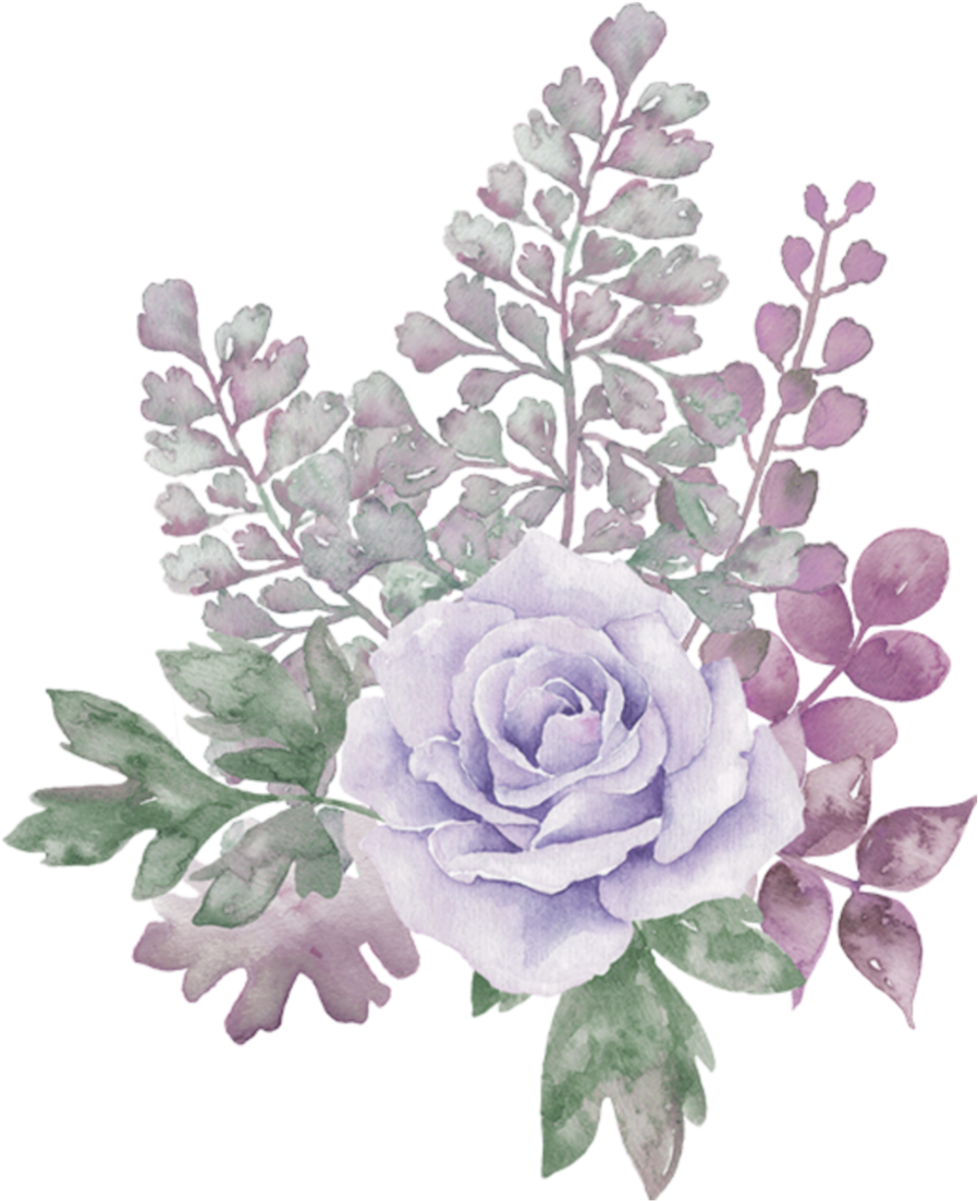 A Purple Rose With Leaves
