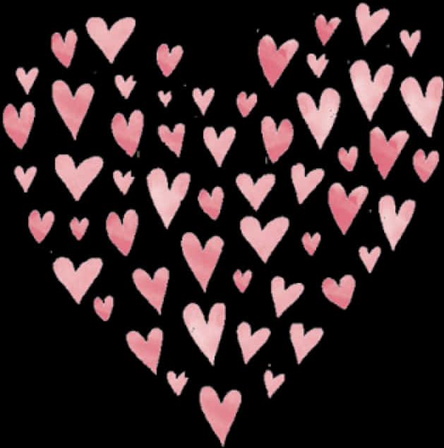A Heart Shaped Object With Pink Hearts On A Black Background