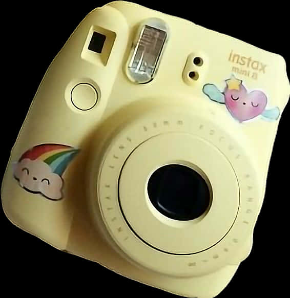 Pastel Yellow Polaroid Camera With Stickers