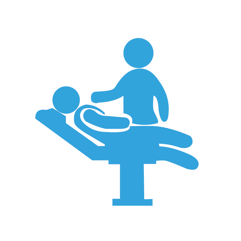A Blue Icon Of A Person On A Patient's Bed