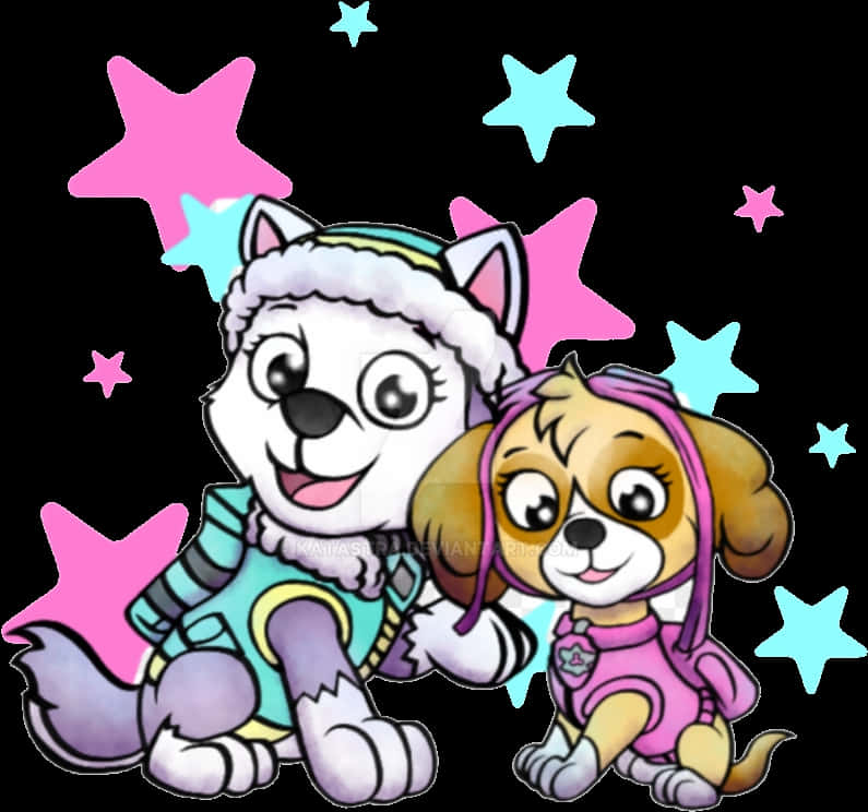 Cartoon Dog And Cat Sitting Together