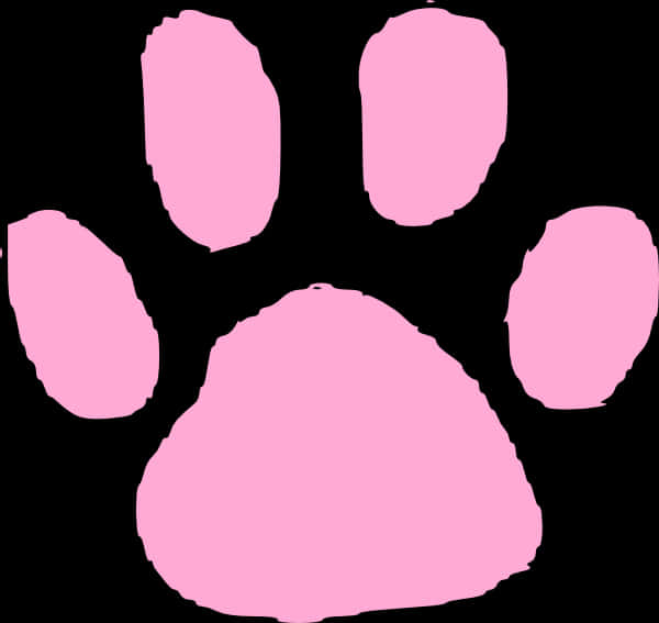 A Pink Paw Print On A Black Background