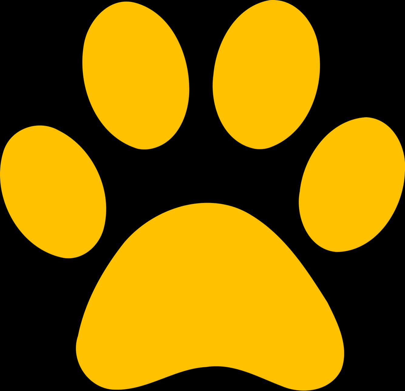 A Yellow Paw Print On A Black Background