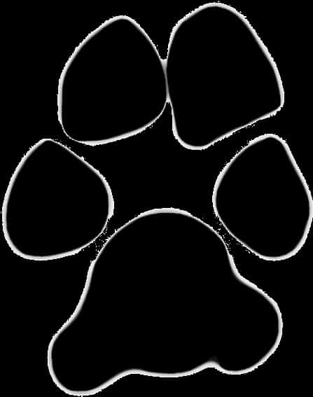 A Black Paw Print With White Outline