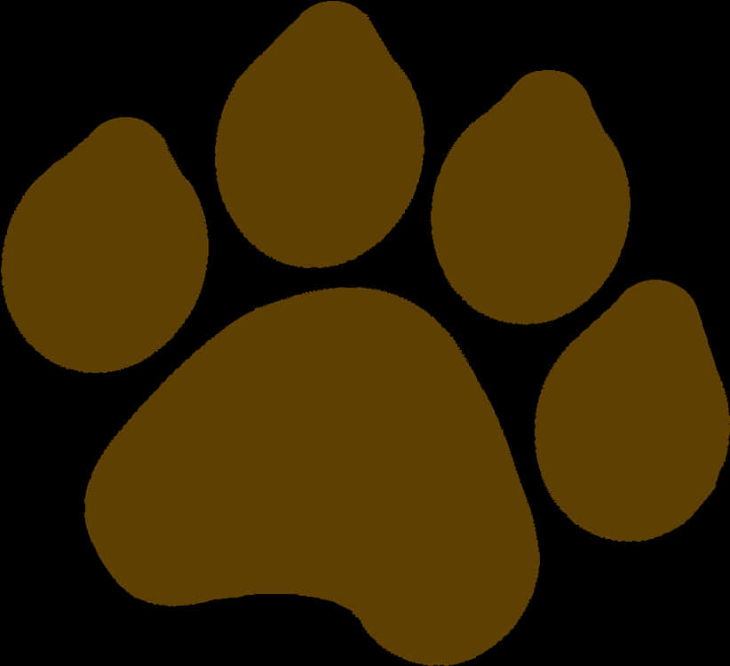 A Brown Paw Print On A Black Background
