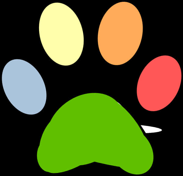 A Paw Print With Colorful Ovals